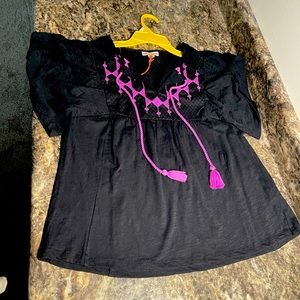 NWT black Knox rose peasant shirt various sizes.